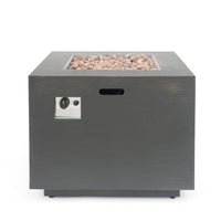 Brown Iron Square Outdoor Propane Fire Pit Tank Inside