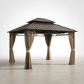 Outdoor Hardtop Gazebo Built to Shelter Year-Round, 12x12 Aluminum Frame, Galvanized Steel Roof, Netting
