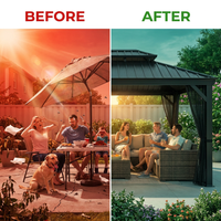 20 Ft. W X 14 Ft. D Aluminum Hardtop Gazebo with Galvanized Double Roof and Textilene Netting — Before & After
