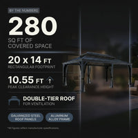 20 Ft. W X 14 Ft. D Aluminum Hardtop Gazebo with Galvanized Double Roof and Textilene Netting — Results & Stats