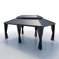 20 Ft. W X 14 Ft. D Aluminum Hardtop Gazebo with Galvanized Double Roof and Textilene Netting — Studio Shot