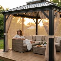 20 Ft. W X 14 Ft. D Aluminum Hardtop Gazebo with Galvanized Double Roof and Textilene Netting — Lifestyle