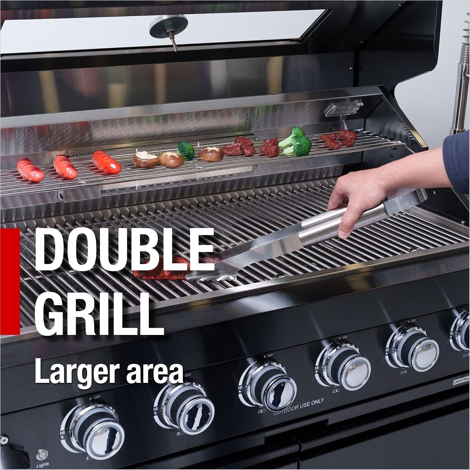 Outdoor Kitchen Island Gas Grill System 4 Burner BBQ Island with Rotisserie Kit, Integrated Sink, Wine Cooler & Granite Countertop