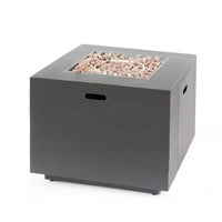 Brown Iron Square Outdoor Propane Fire Pit Tank Inside