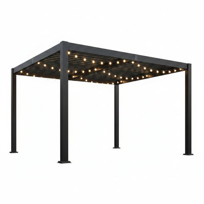 Louvered Pergola, 10' X 12' Outdoor Pergola, Aluminum Patio Gazebo with Adjustable Louvers Roof and Integrated Gutter System, Outdoor Hardtop Gazebo for Patio, Backyard, Deck, Garden, Dark Gray