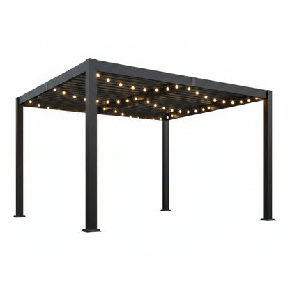 Louvered Pergola, 10' X 12' Outdoor Pergola, Aluminum Patio Gazebo with Adjustable Louvers Roof and Integrated Gutter System, Outdoor Hardtop Gazebo for Patio, Backyard, Deck, Garden, Dark Gray