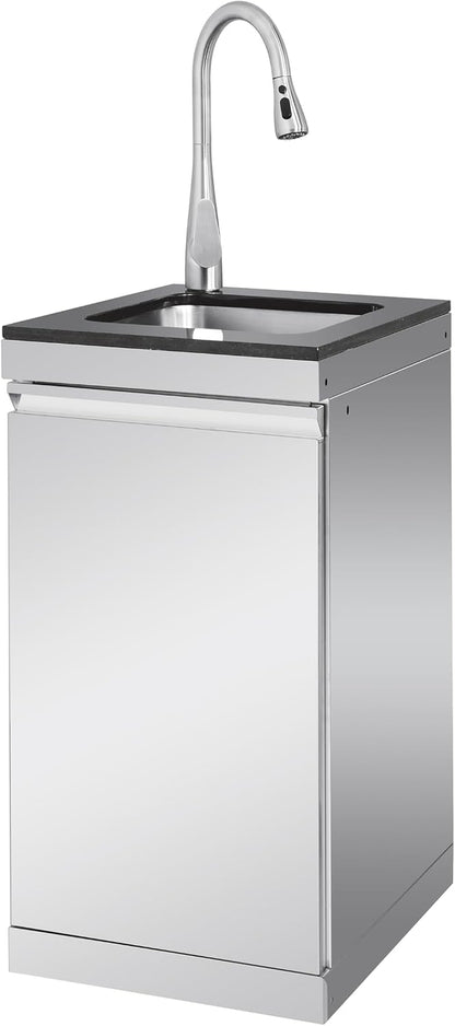 82-Inch 6-Burner Gas Grill 85,000 BTU Outdoor Kitchen Barbecue | Stainless Steel Grill Island with Sink, Storage Cabinets, and Wine Refrigerator,Backyard, Patio, Lawn, Silver