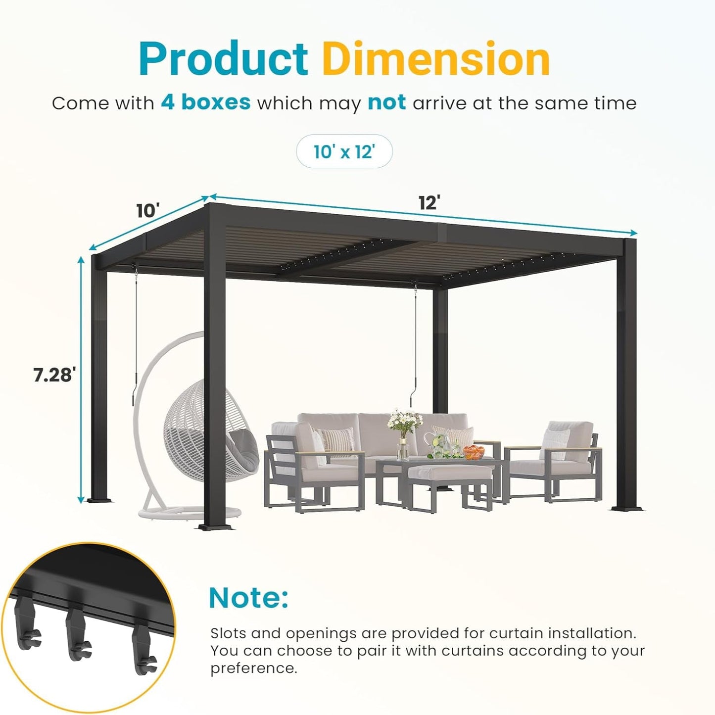 Louvered Pergola, 10' X 12' Outdoor Pergola, Aluminum Patio Gazebo with Adjustable Louvers Roof and Integrated Gutter System, Outdoor Hardtop Gazebo for Patio, Backyard, Deck, Garden, Dark Gray
