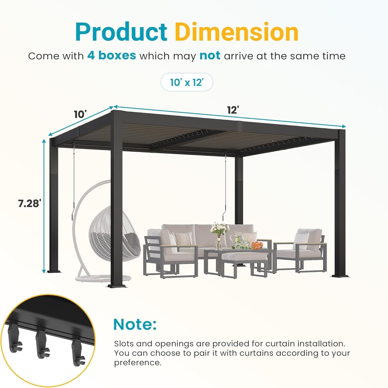 Louvered Pergola, 10' X 12' Outdoor Pergola, Aluminum Patio Gazebo with Adjustable Louvers Roof and Integrated Gutter System, Outdoor Hardtop Gazebo for Patio, Backyard, Deck, Garden, Dark Gray