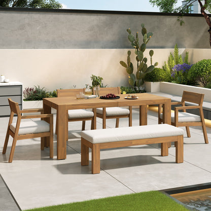 Outdoor Dining Set Rectangular Table With Umbrella Hole
