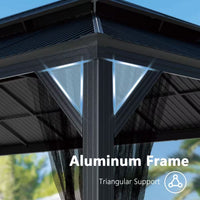 20 Ft. W X 14 Ft. D Aluminum Hardtop Gazebo with Galvanized Double Roof and Textilene Netting