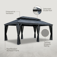Aluminum Hardtop Gazebo Built for Outdoor Living, 20x14 Double Roof, Textilene Netting, Galvanized Steel — infographic