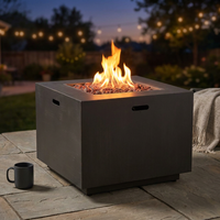 Brown Iron Square Outdoor Propane Fire Pit Tank Inside — Studio Shot