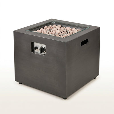 Outdoor Propane Fire Pit Built for Patio Warmth, 50,000 BTU Iron Construction, Square Design, Built-in Tank