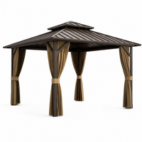 Outdoor Hardtop Gazebo Built to Shelter Year-Round, 12x12 Aluminum Frame, Galvanized Steel Roof, Netting