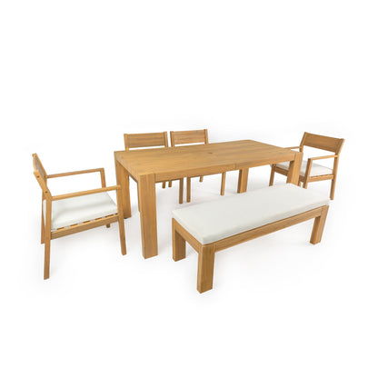 Outdoor Dining Set Rectangular Table With Umbrella Hole