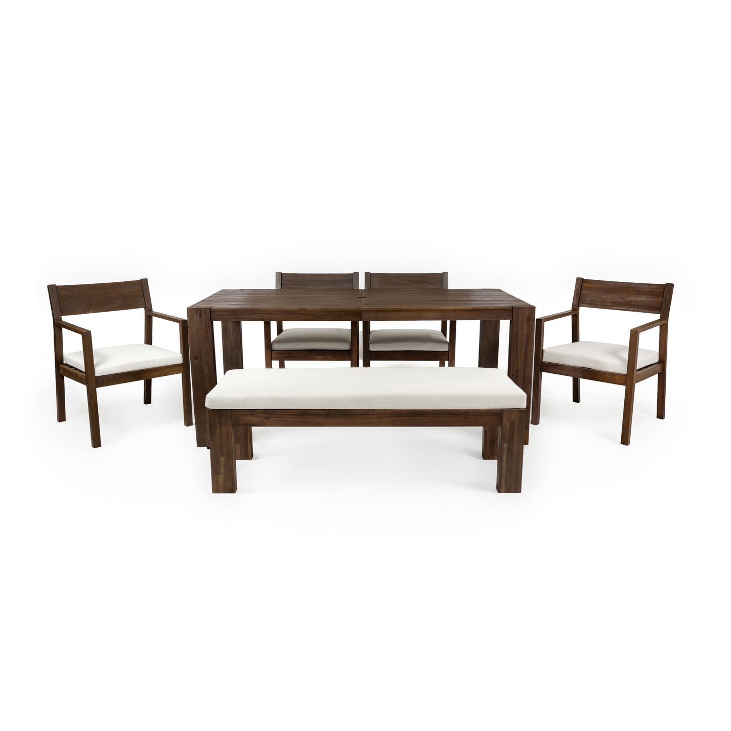 Outdoor Dining Set Rectangular Table With Umbrella Hole